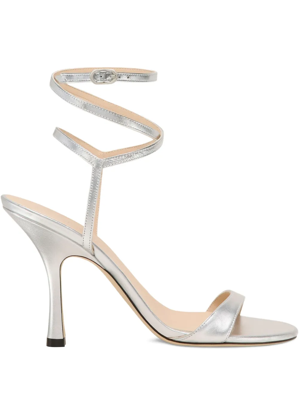 Stuart Weitzman wrap leather sandals Silver