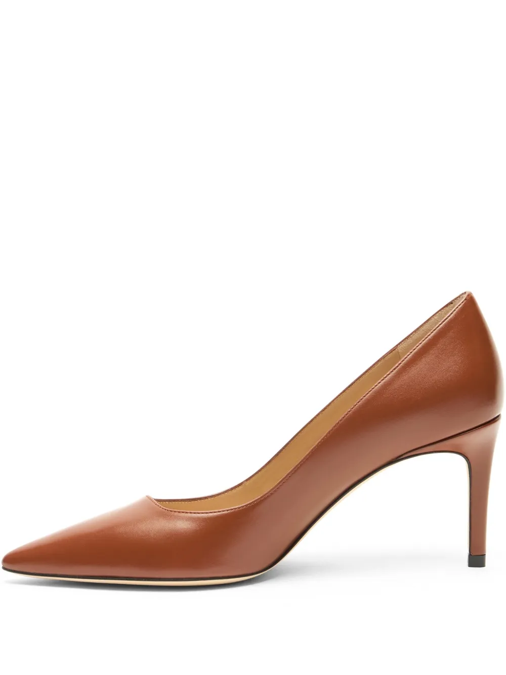 Stuart Weitzman 75mm Stuart Power 75 Pointed-toe Leather Pumps In Brown