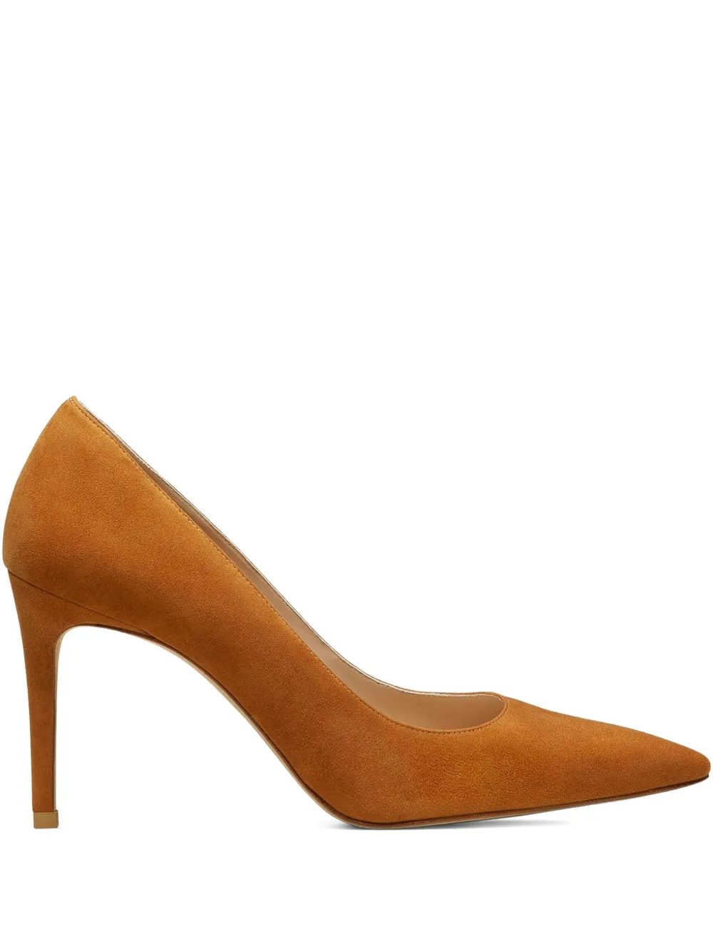 Stuart Weitzman 85mm Power Suede Pointed-toe Pumps In Brown