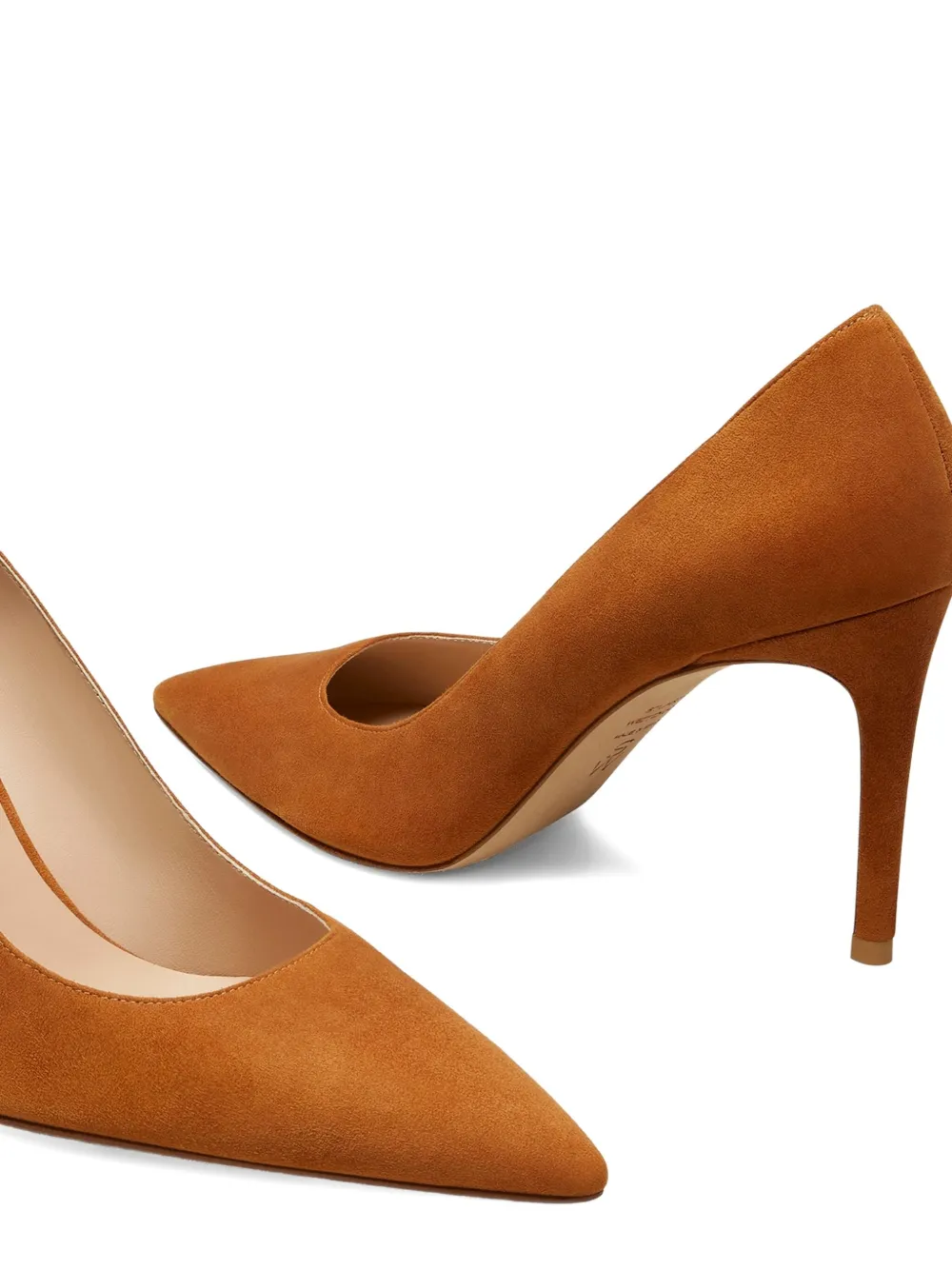Stuart Weitzman 85mm Power suede pointed-toe pumps Brown