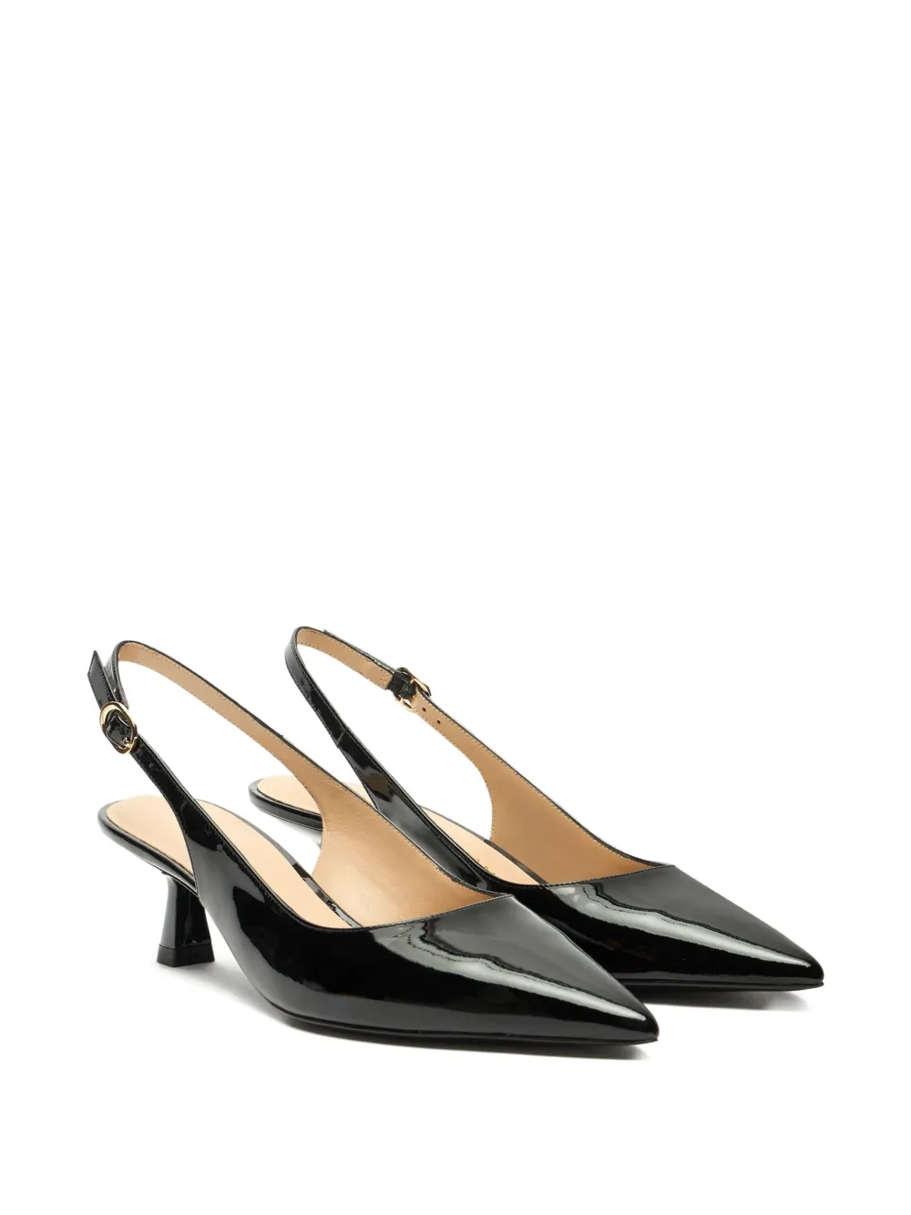 Stuart Weitzman 35mm Sculpt Patent-leather Slingback Pumps In Black