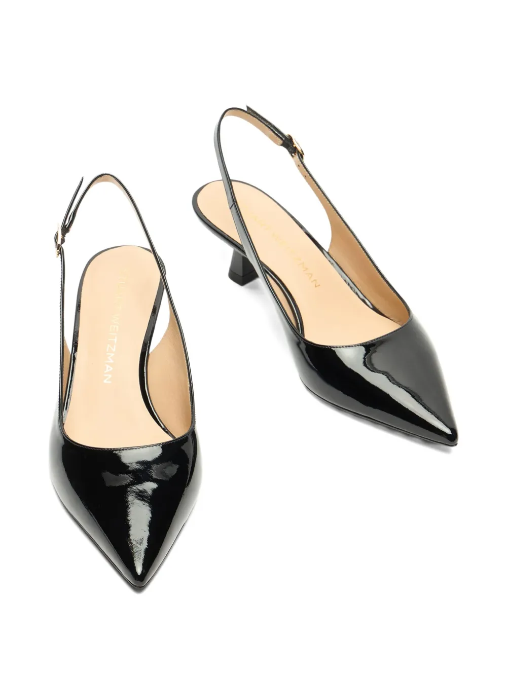 Stuart Weitzman 35mm Sculpt Patent-leather Slingback Pumps In Black