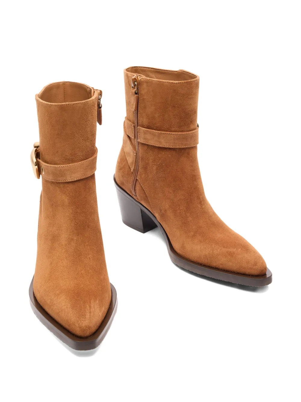 Stuart Weitzman 60mm Maven Buckle-strap Suede Boots In Brown