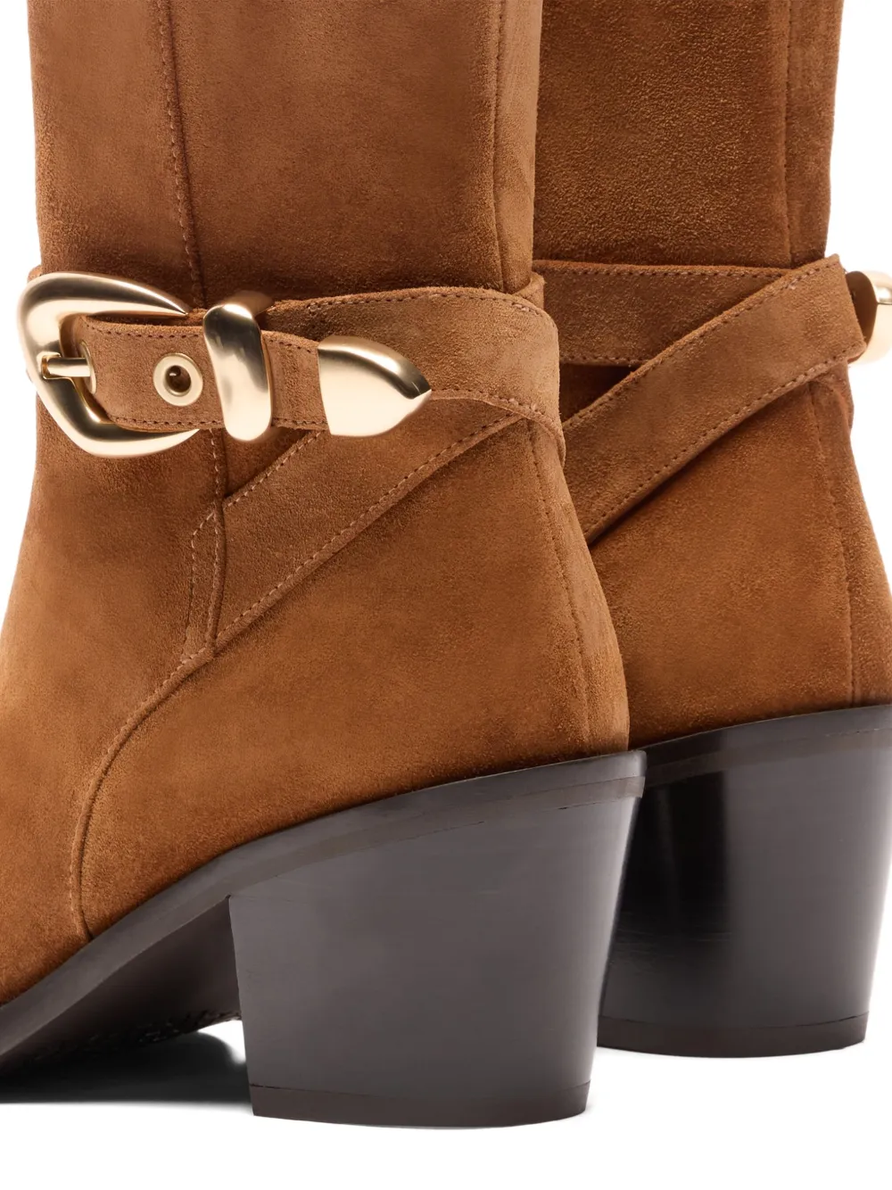 Stuart Weitzman 60mm Maven Buckle-strap Suede Boots In Brown