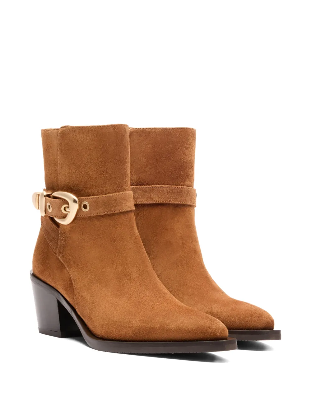 Stuart Weitzman 60mm Maven Buckle-strap Suede Boots In Brown