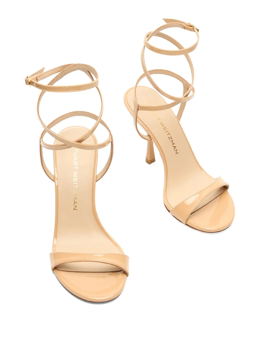 Stuart Weitzman 100mm Nudist Wrap patent-leather sandals Neutrals