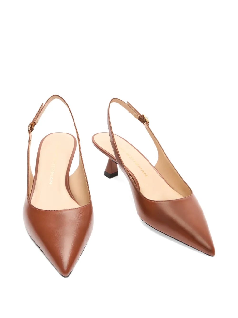 Stuart Weitzman 35mm Sculpt slingback pointed-toe pumps Brown