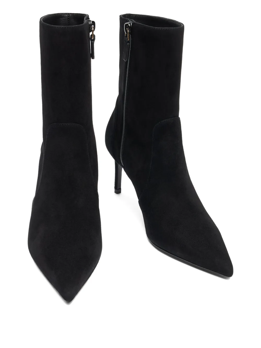 Stuart Weitzman 75mm Stuart Power zip-detail pointed-toe boots Black