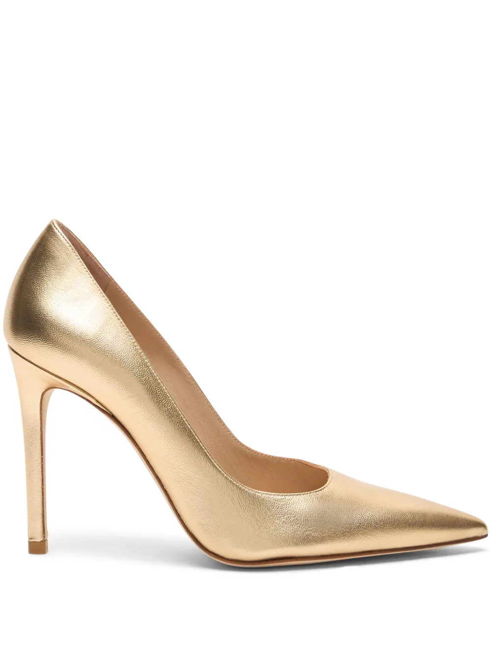 Stuart Weitzman 100mm Stuart Power metallic-leather pointed-toe pumps