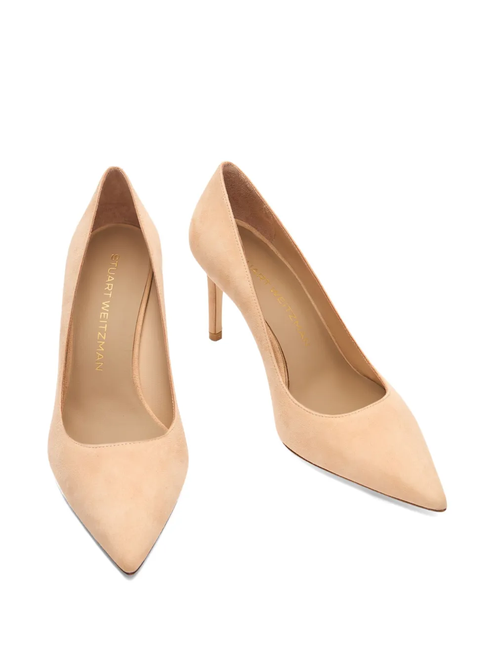 Stuart Weitzman 85MM Stuart Power pointed-toe suede pumps Pink
