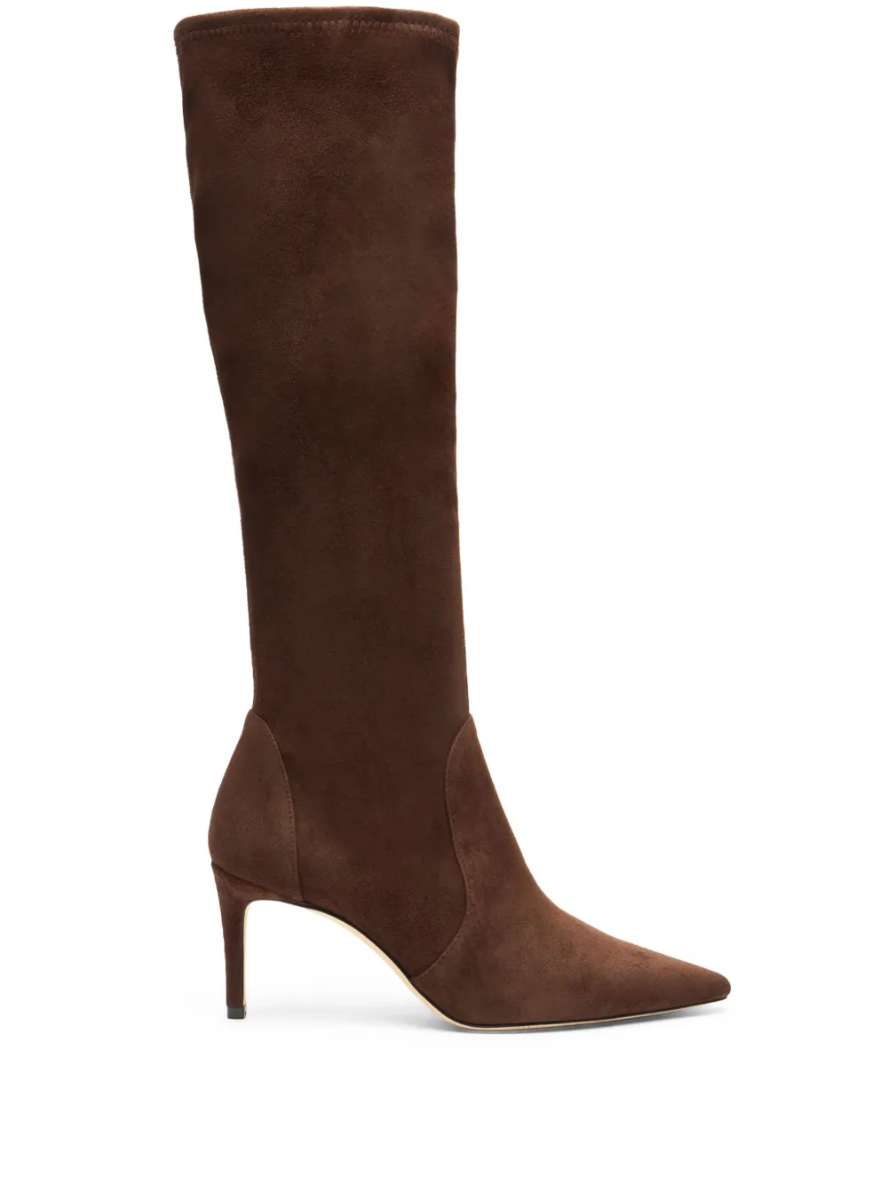 Stuart Weitzman 75MM suede pointed-toe knee-high boots Brown