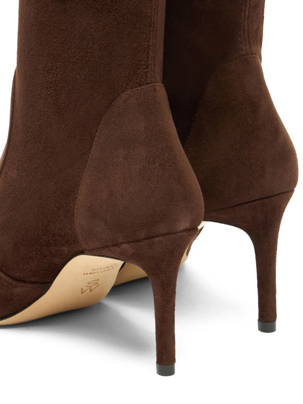 Stuart Weitzman 75MM suede pointed-toe knee-high boots Brown