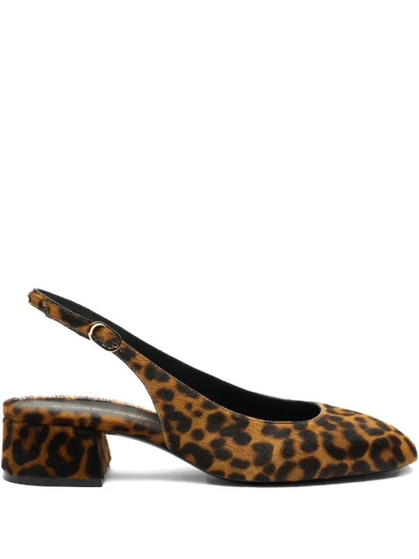 Stuart Weitzman 35mm Maeve Slingback Leopard Pumps in Brown