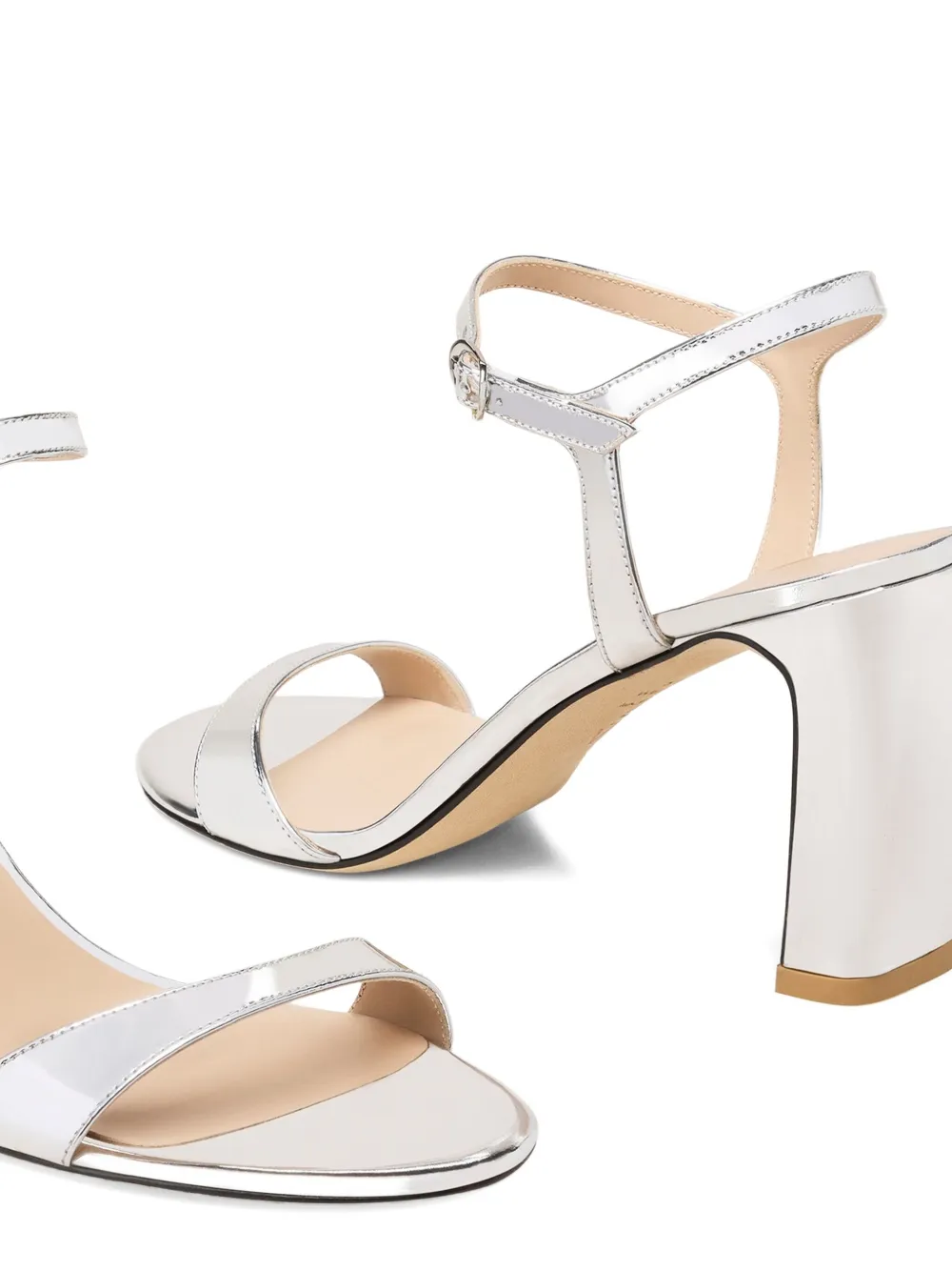 Stuart Weitzman metallic block-heel sandals Silver