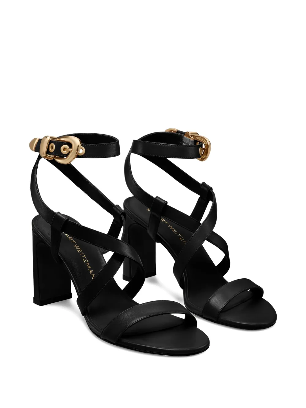 Stuart Weitzman buckle-embellished crossover sandals Black