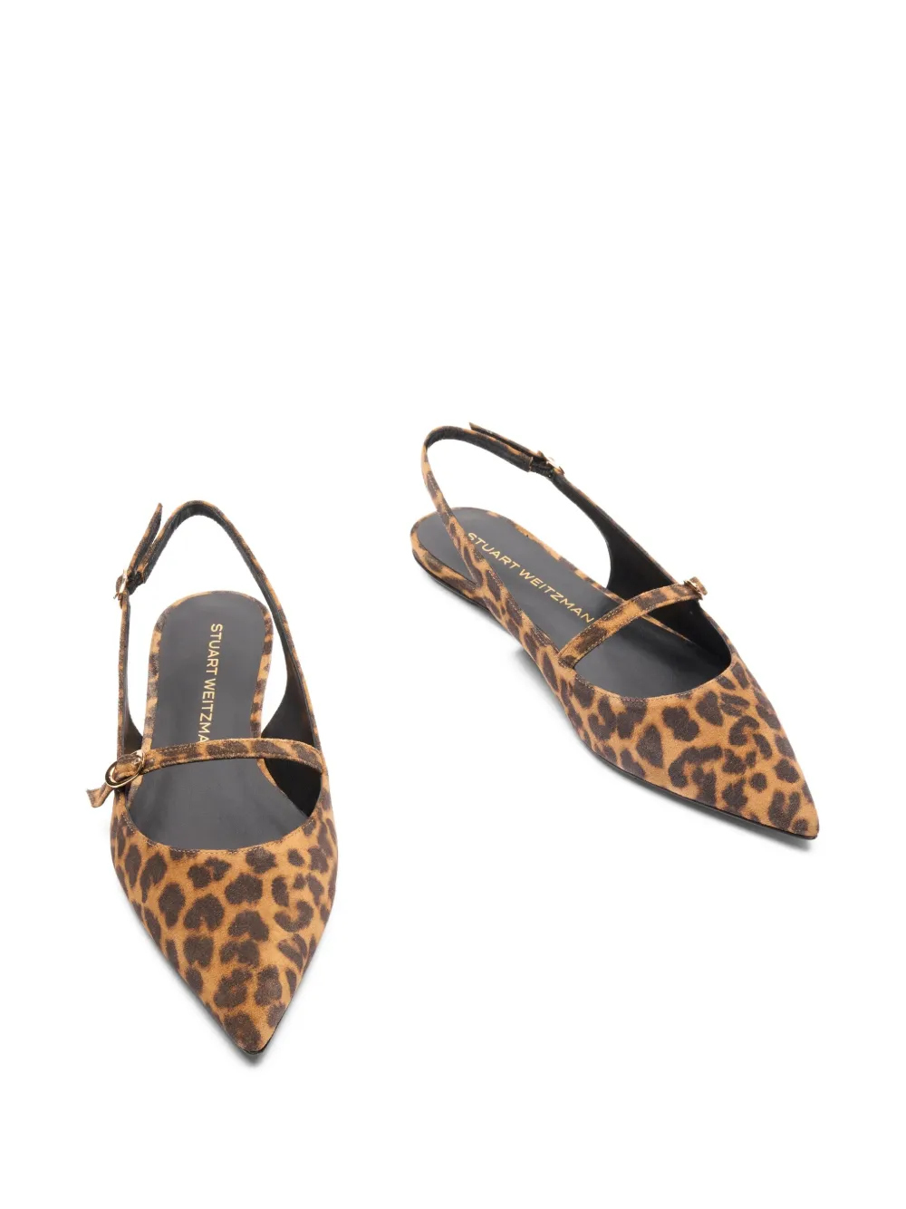 Stuart Weitzman Emilia slingback pointed-toe flat pumps Brown