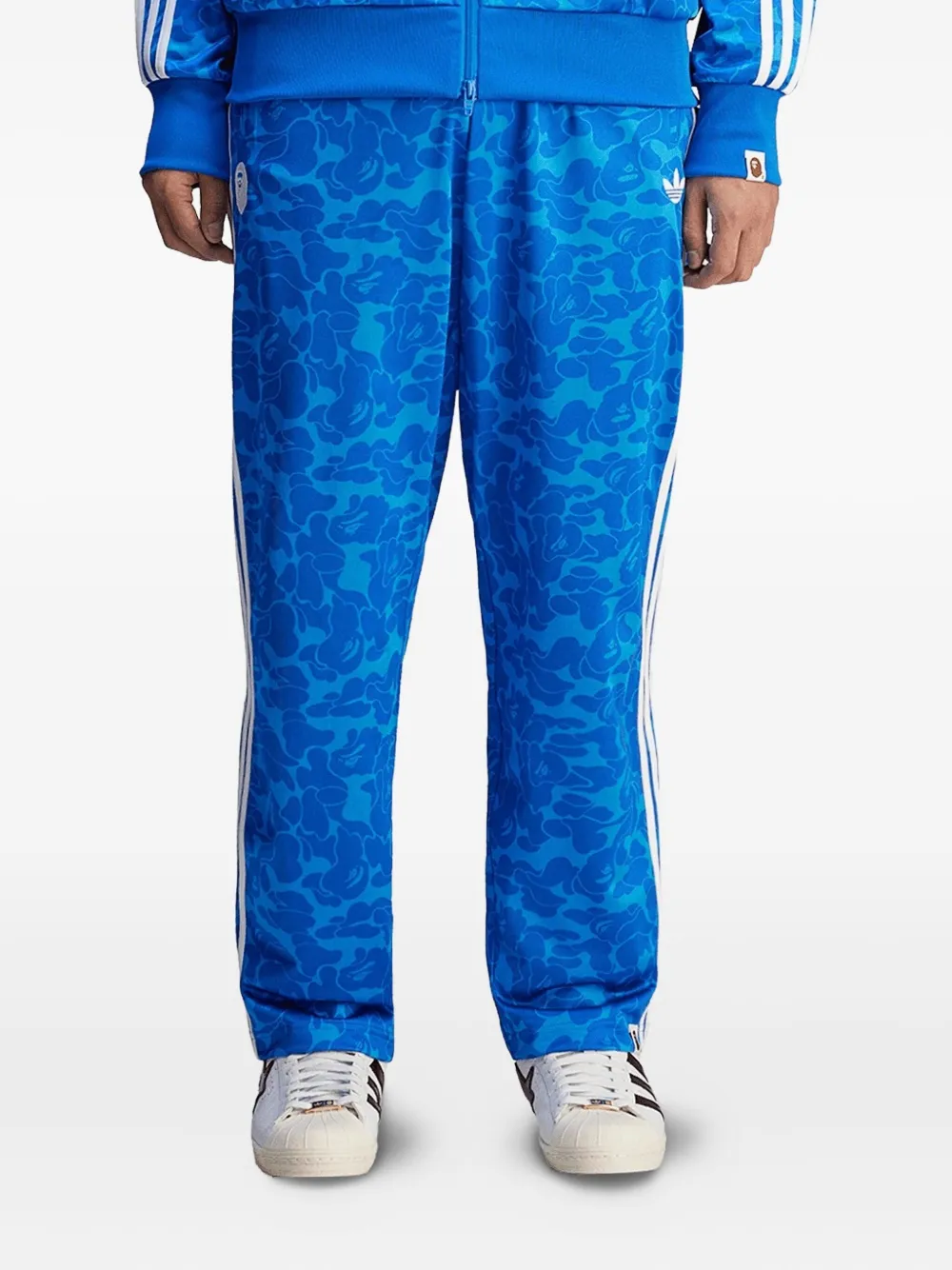 Adidas Originals X Bape Camouflage-print Side-stripe Track Pants In Blue