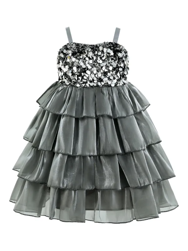 knee length dresses for ladies PINK SEQUIN RUFFLE DRESS | CULT MIA main image 0