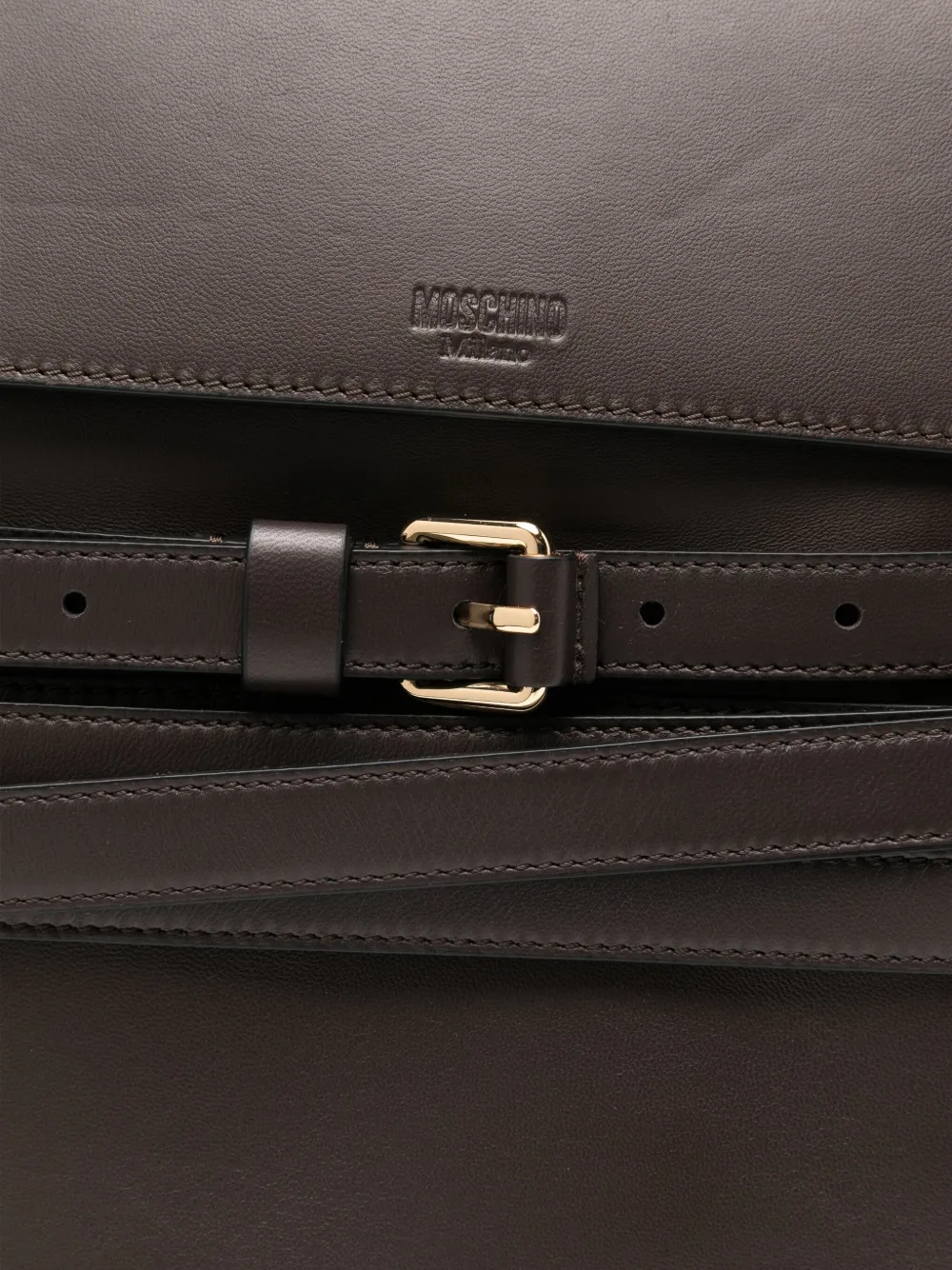 Moschino Tie Me leren shopper Bruin