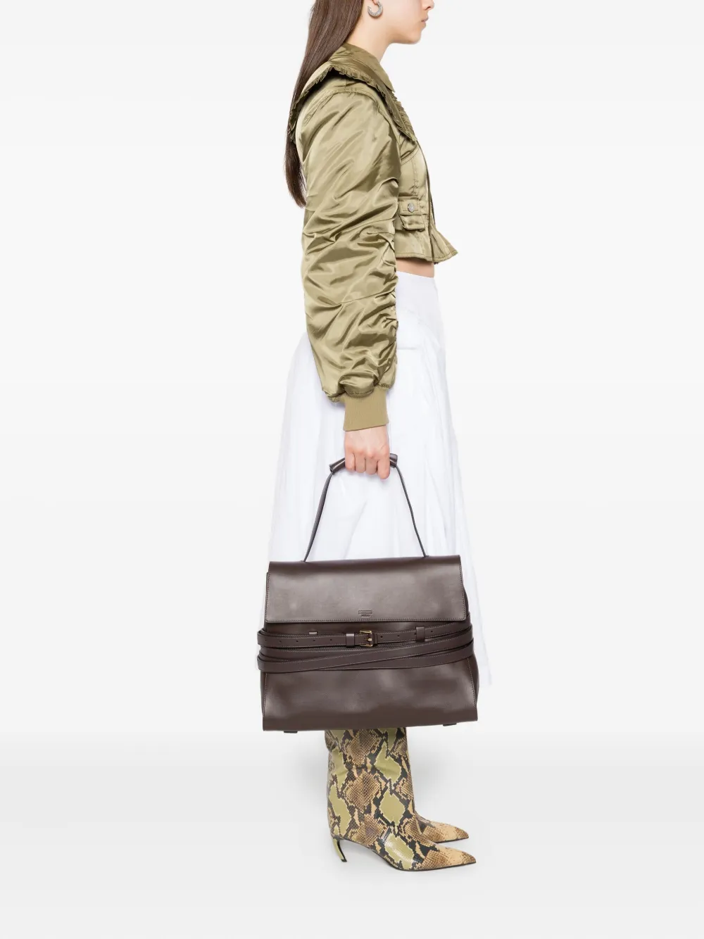 Moschino Tie Me leren shopper Bruin