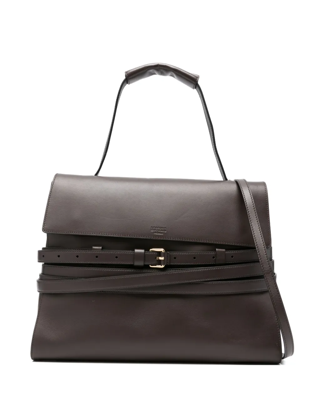 Moschino Tie Me leren shopper Bruin
