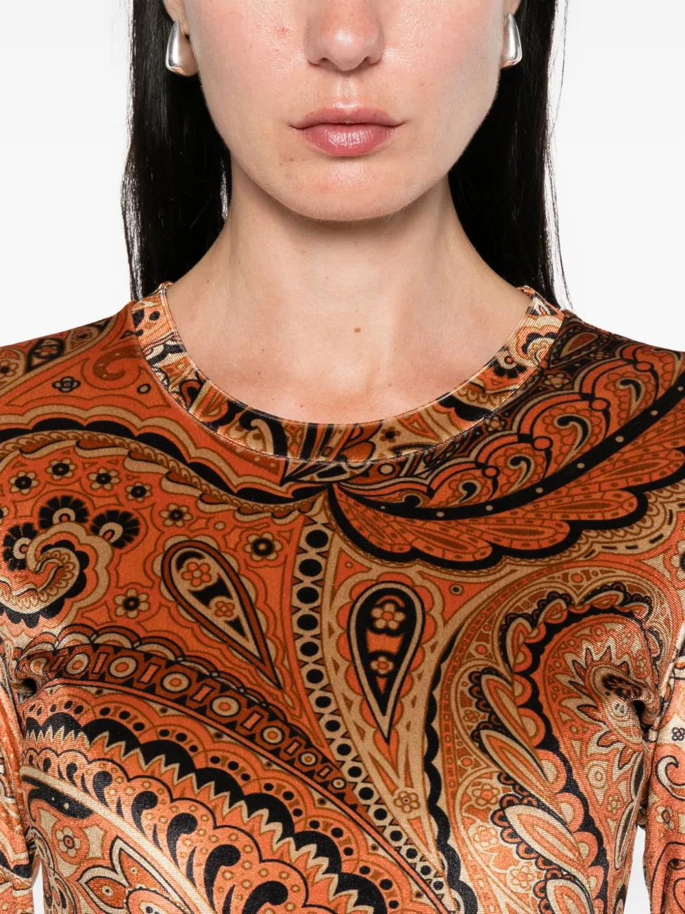 ETRO Fluwelen top met paisley-print Beige