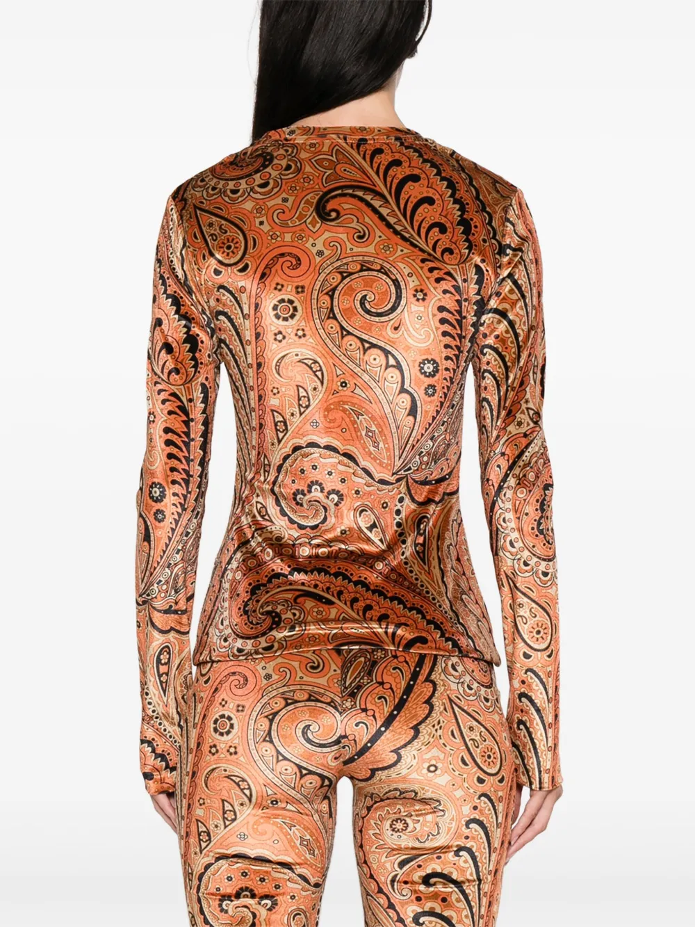 ETRO Fluwelen top met paisley-print Beige