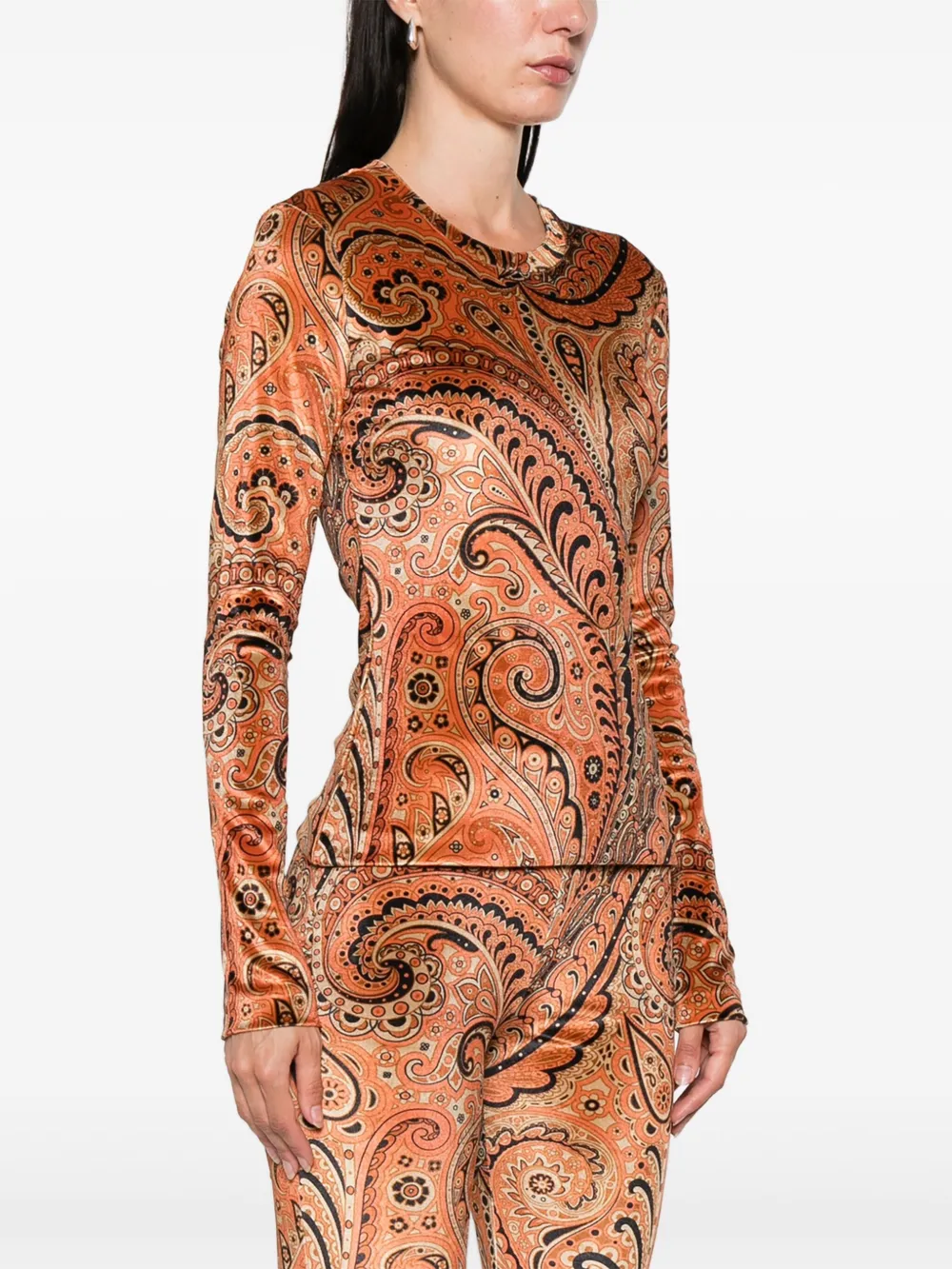 ETRO Fluwelen top met paisley-print Beige