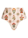 Agua By Agua Bendita Magenta Canna floral-print high-waist bikini bottoms - White