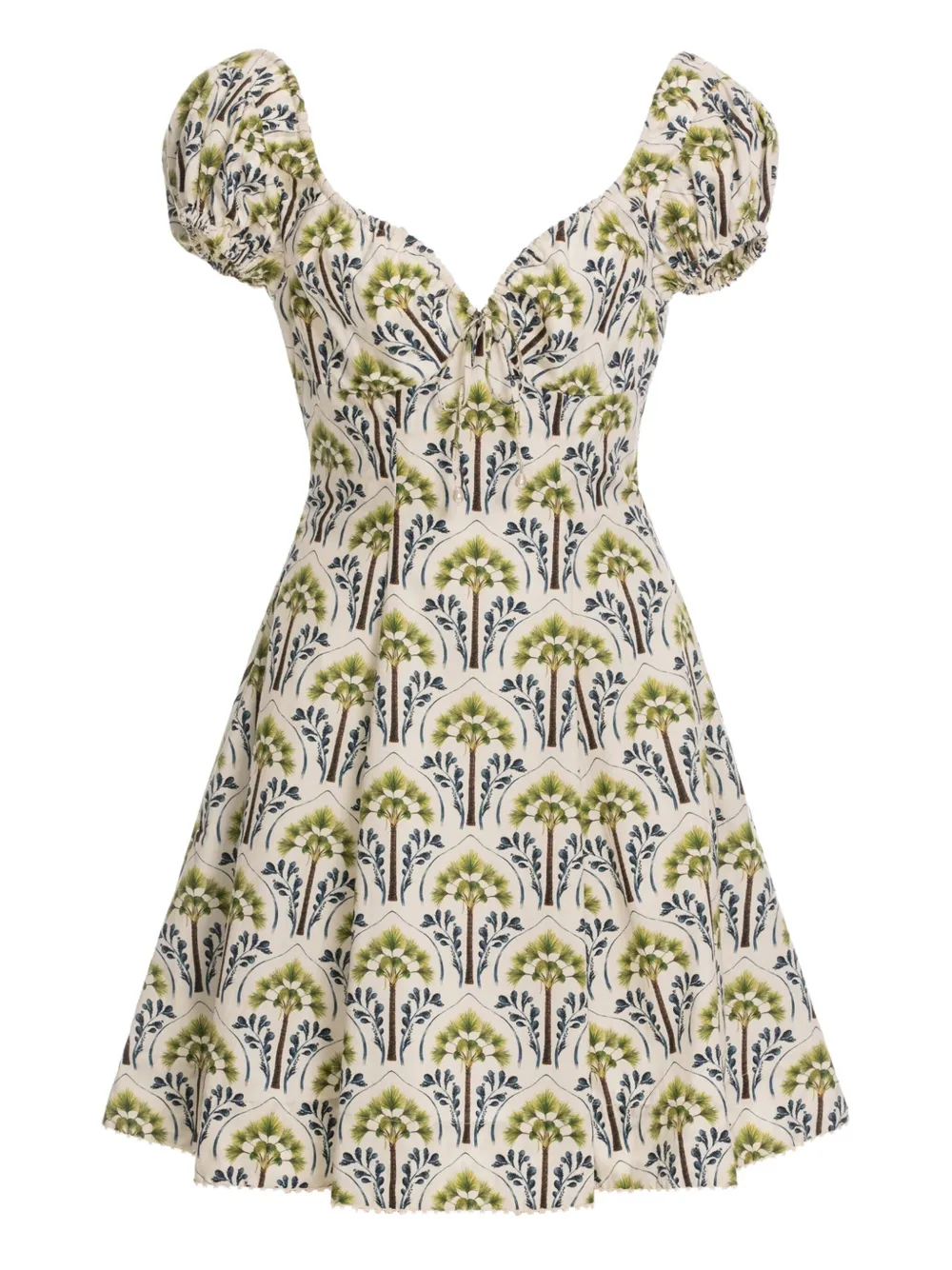 Agua By Agua Bendita Mati Moriche jurk met pofmouwen en palmboomprint Wit