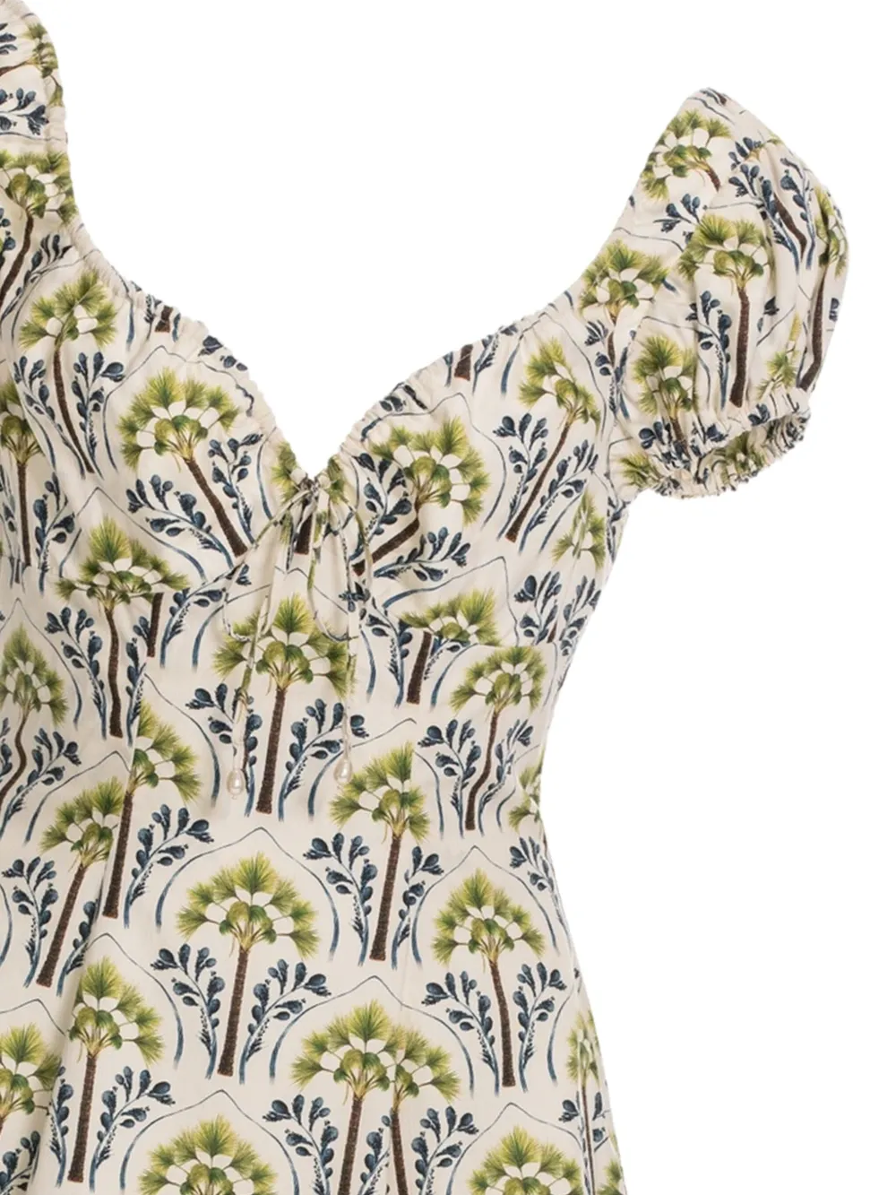 Agua By Agua Bendita Mati Moriche jurk met pofmouwen en palmboomprint Wit