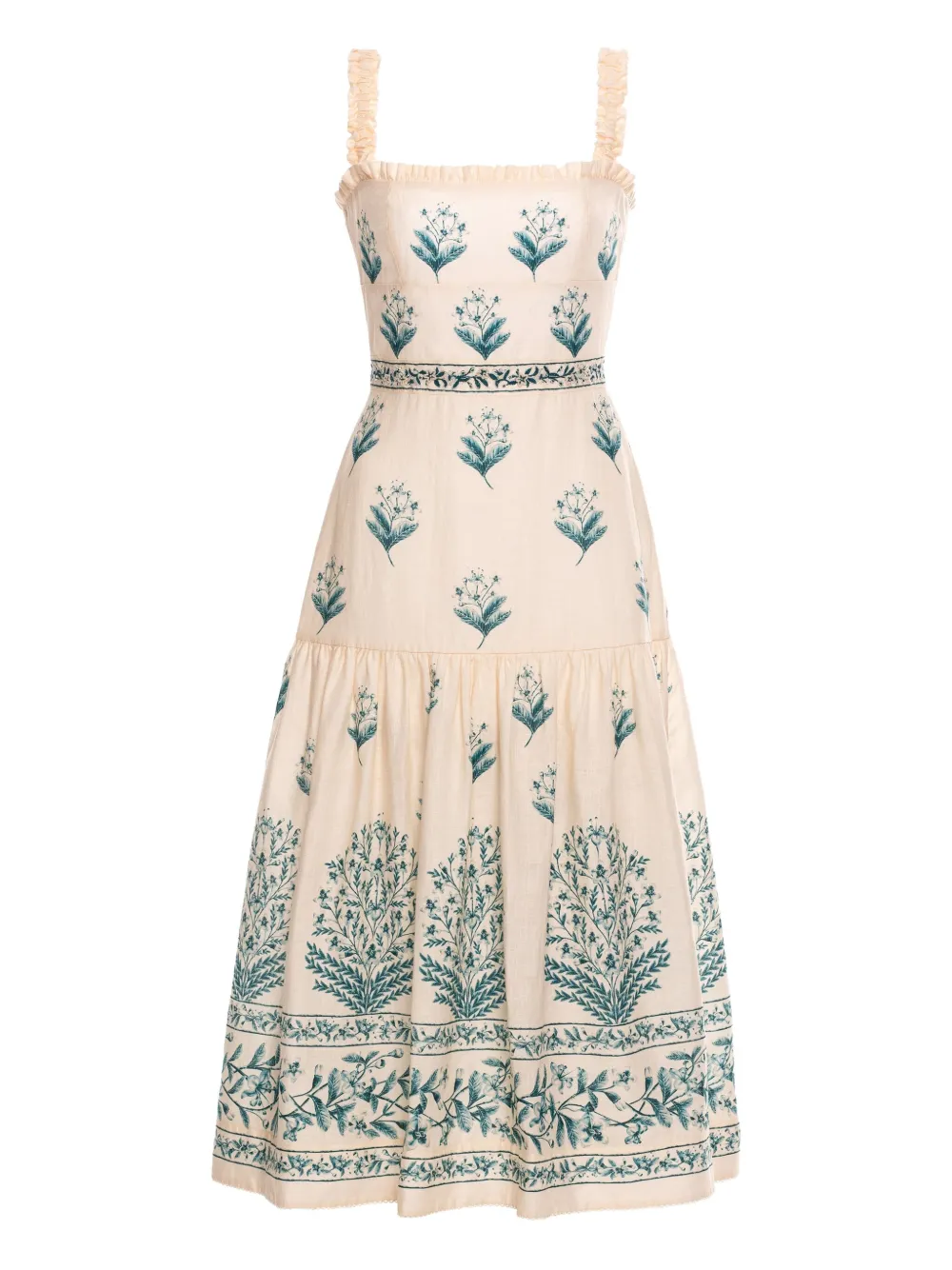 Nispero Ceiba ruffled floral-print dress