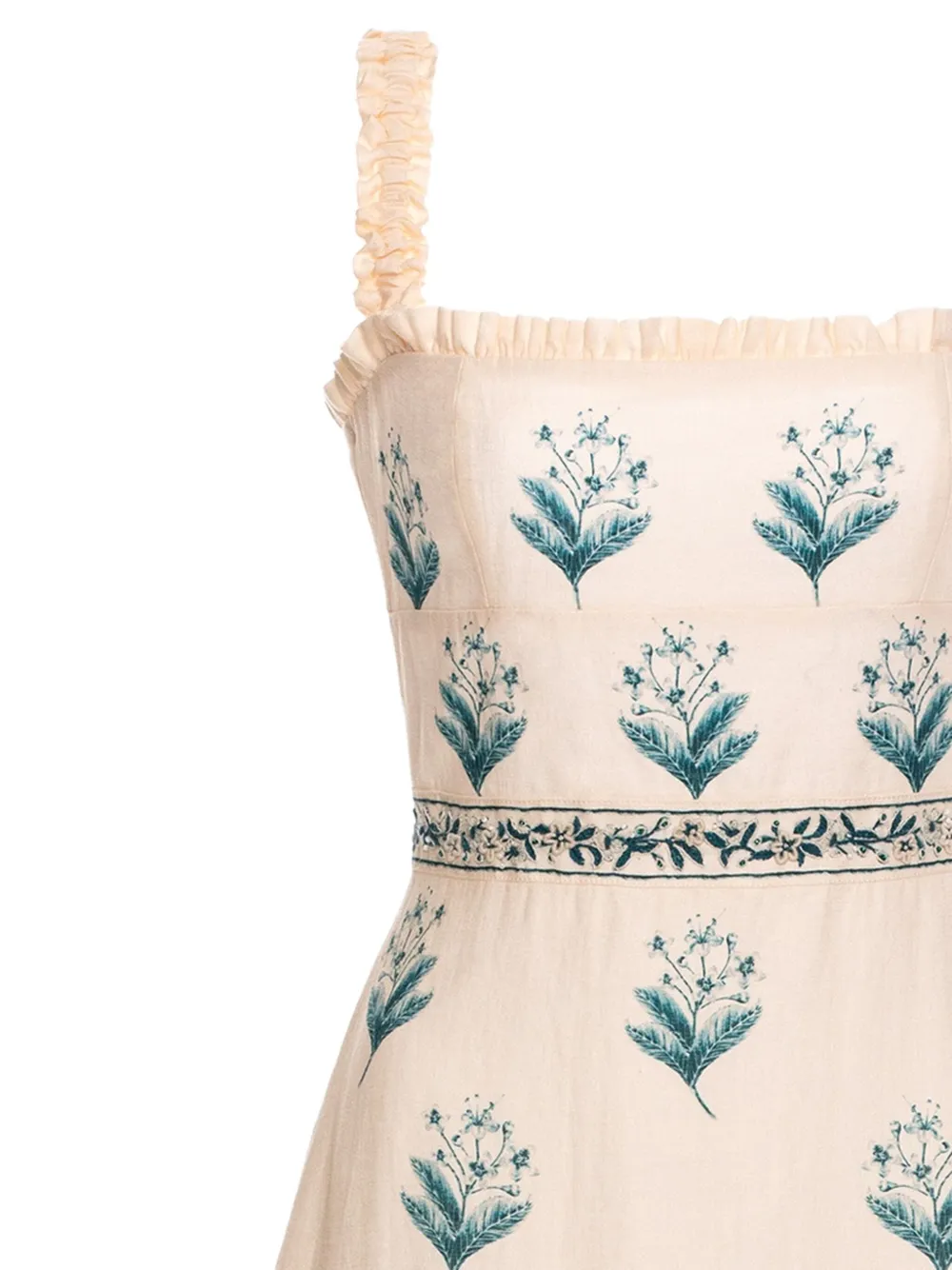 Agua By Agua Bendita Nispero Ceiba jurk met bloemenprint en ruches - Wit