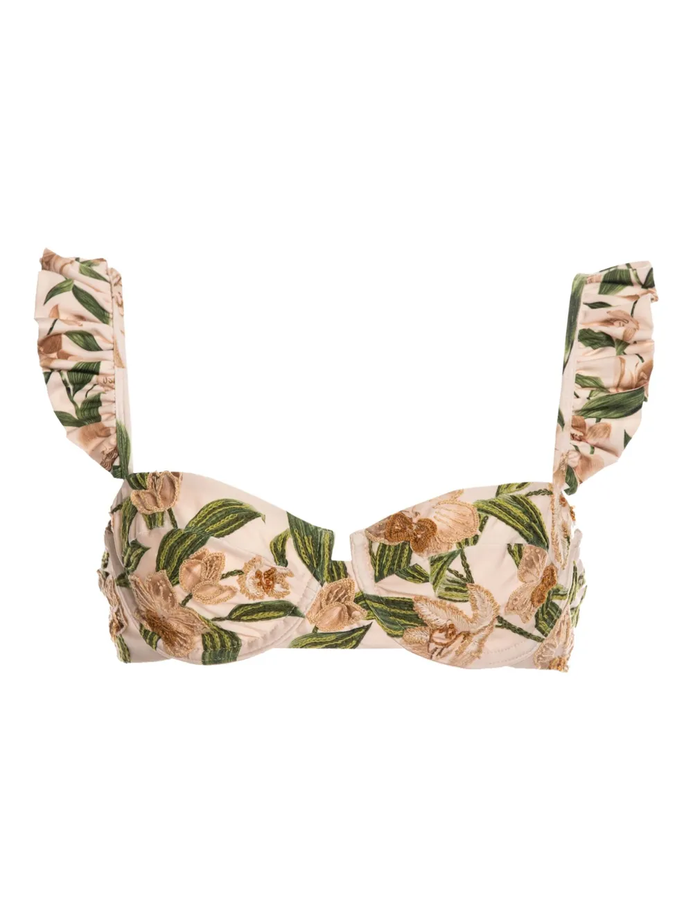 ruffled floral bikini top