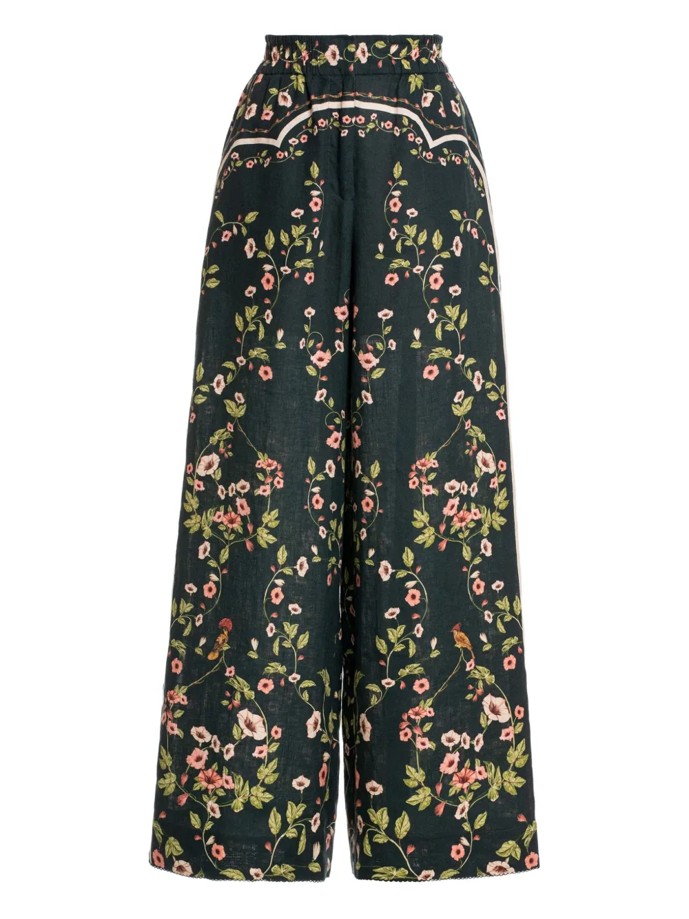 floral-print trousers