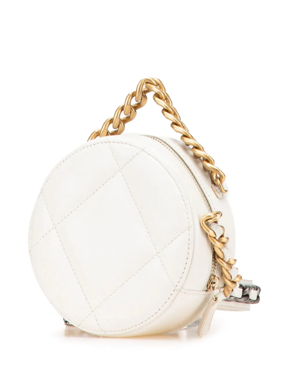 Pre-owned Chanel 2020 Lambskin 19 Round Clutch With Chain Satchel