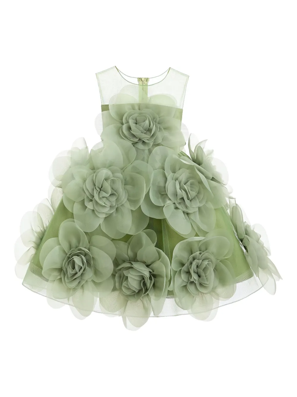 Tulleen Jurk met bloe print GREEN