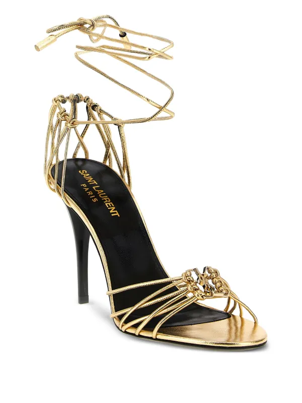 セクシーな【SAINT LAURENT】90mm Babylone レザーサンダル 24SS Babylone 90 leather sandals in black - Saint Laurent | Mytheresa