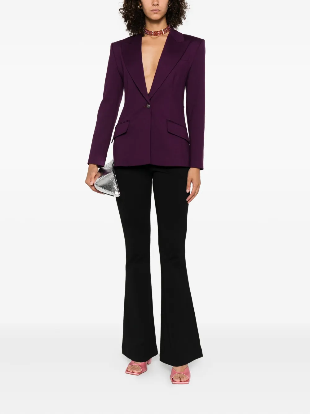 Versace Jeans Couture Single-button Notched-lapels Blazer In Purple