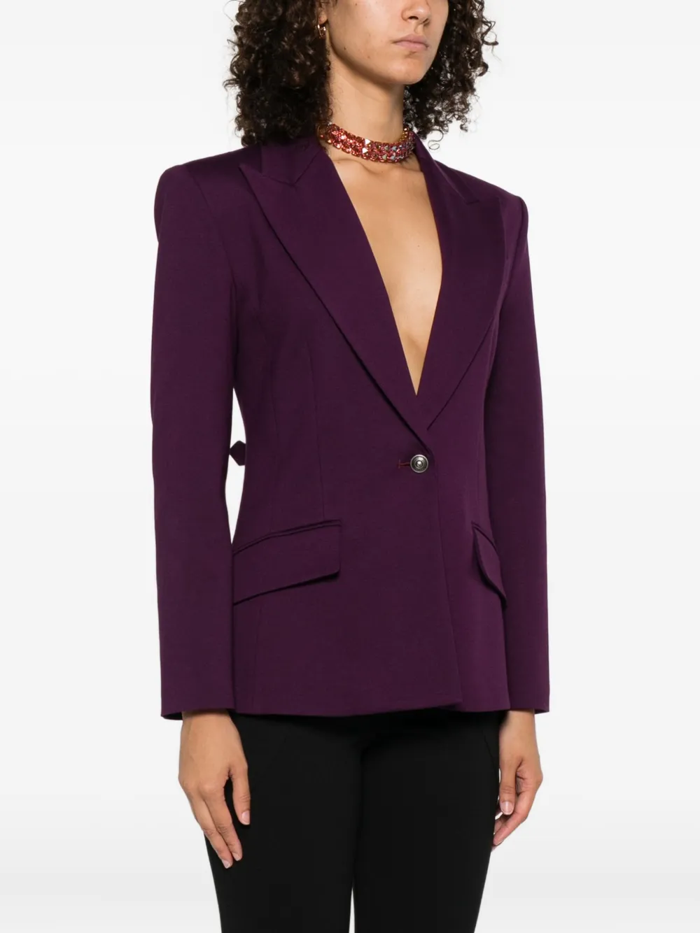 Versace Jeans Couture Single-button Notched-lapels Blazer In Purple