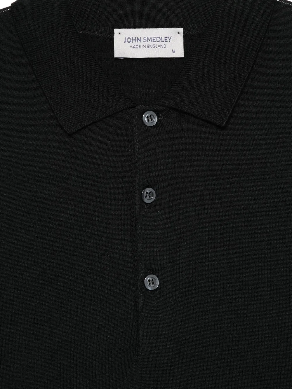 John Smedley Poloshirt met lange mouwen Zwart