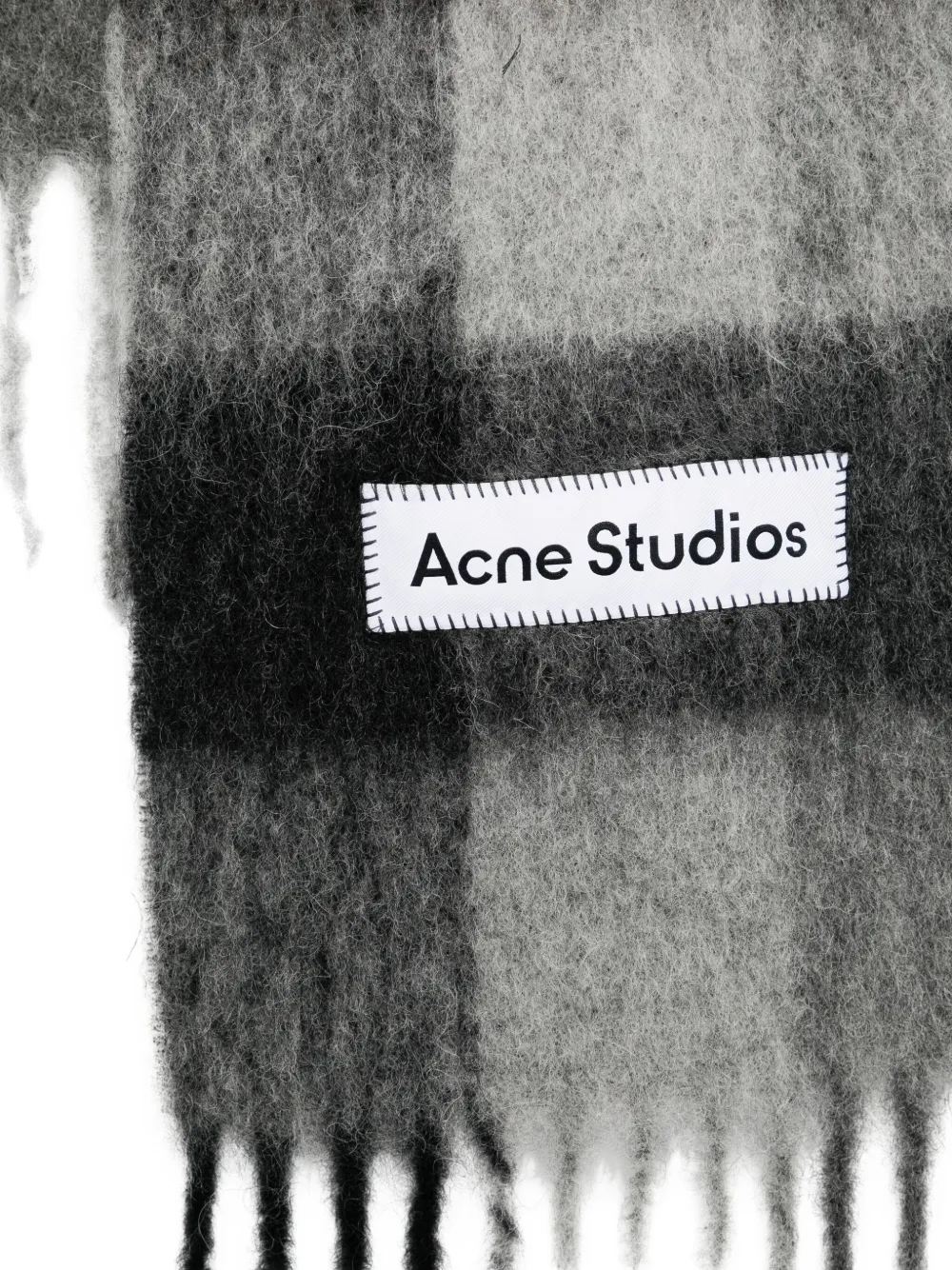 Acne Studios Checked Wool Scarf In Black