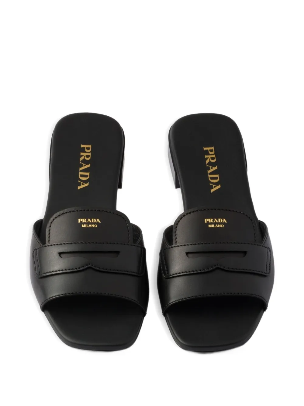 Prada logo-stamp leather sandals Black