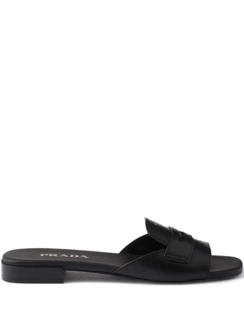 Prada logo-stamp leather sandals Black