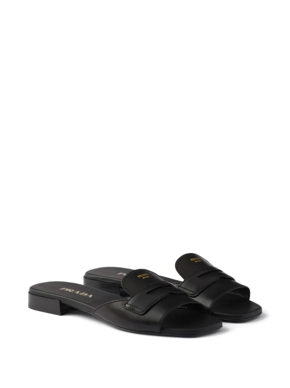 Prada logo-stamp leather sandals Black