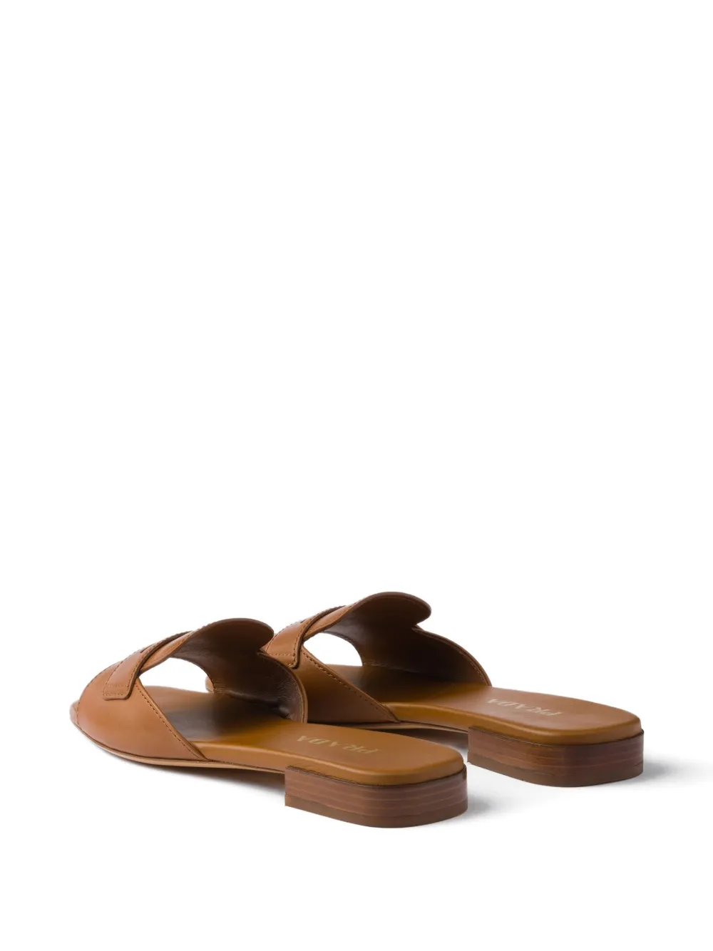 Prada triangle-logo leather sandals Brown