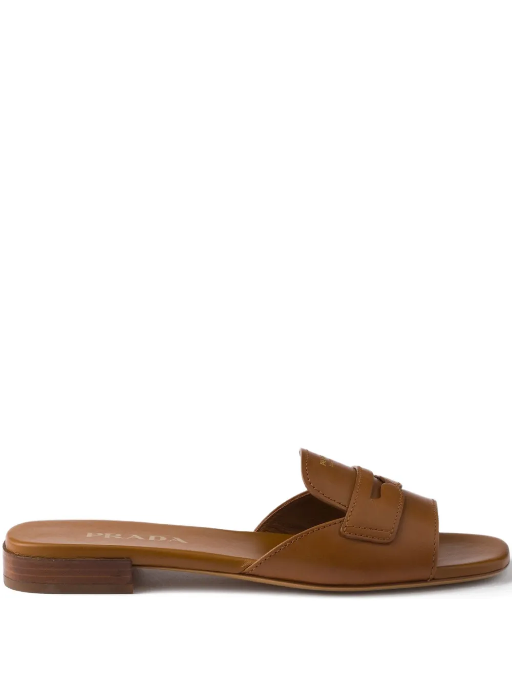 Prada triangle-logo leather sandals | Brown | Image 1