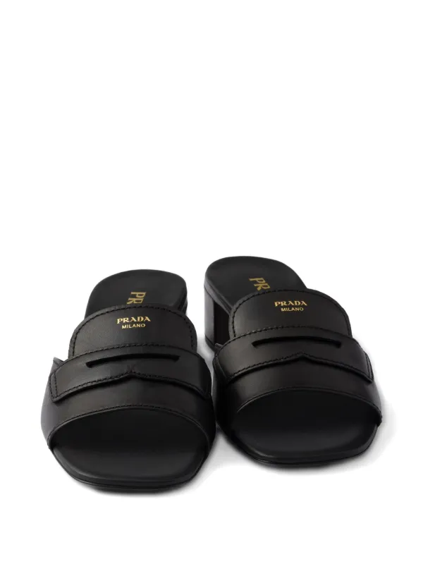 サンダル・ミュール PRADA  Prada Sandals Women Leather Black Prada Leather Sandals | Black | FARFETCH