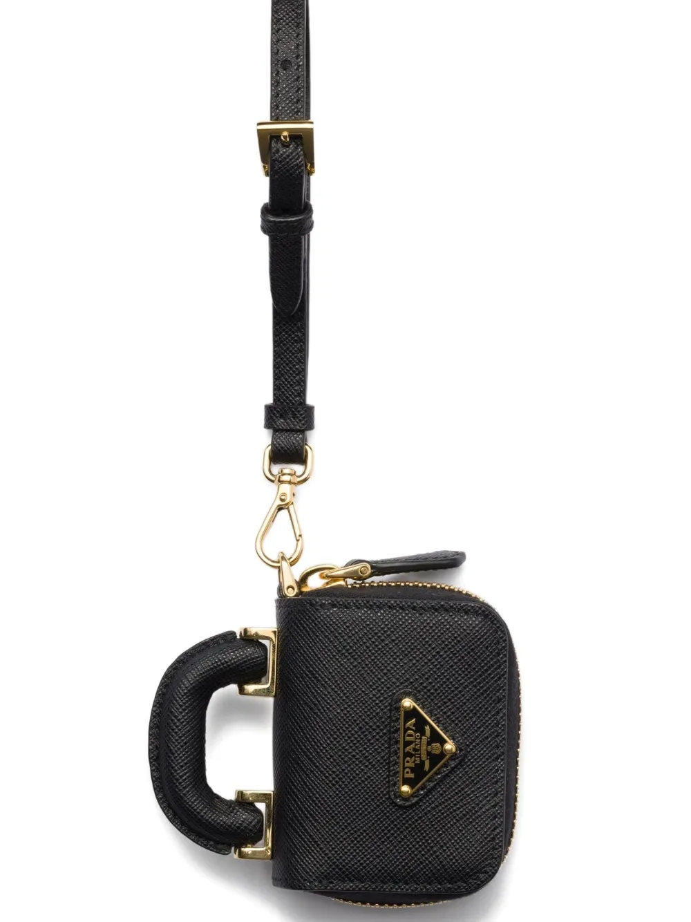 Prada Custodia per AirPods in pelle Saffiano - Nero