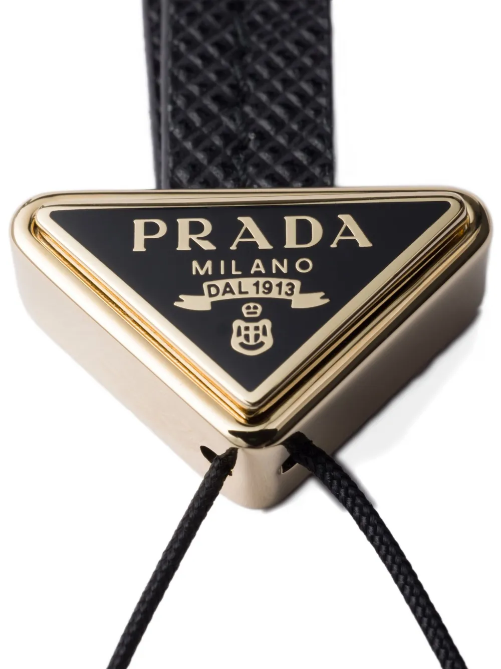 Prada Leren telefoonbandje met triangel logo Zwart